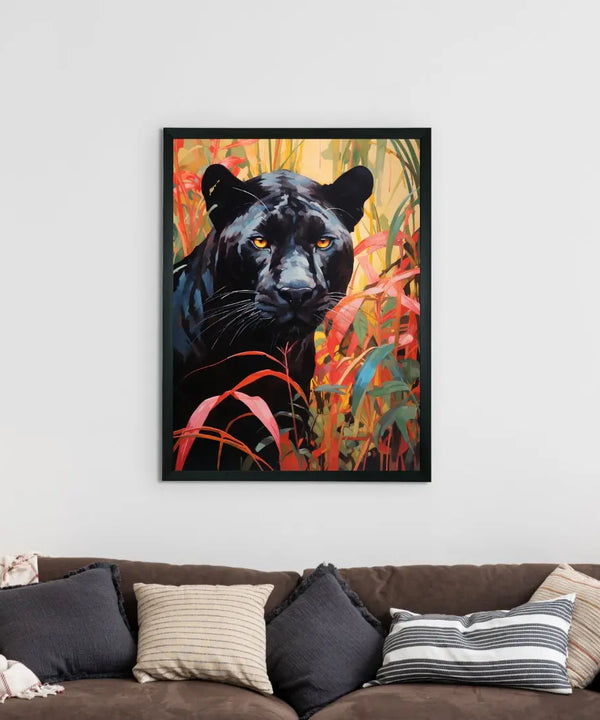 Sowpeace Harmony: Find Your Handcrafted Abstract Black Panther – Premium Indian-Inspired Canvas Art for Stylish and Elegant Interiors — image 2