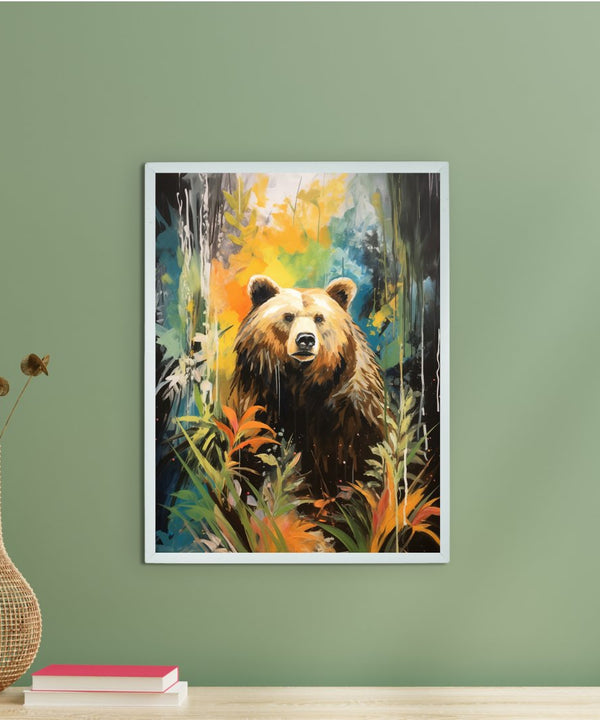 Sowpeace Harmony: Find Your Handcrafted Abstract Bear – Premium Indian-Inspired Canvas Art for Elegant Home Decor — main view