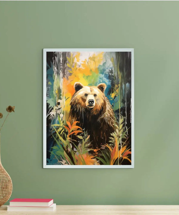 Sowpeace Harmony: Find Your Handcrafted Abstract Bear – Premium Indian-Inspired Canvas Art for Elegant Home Decor — main view