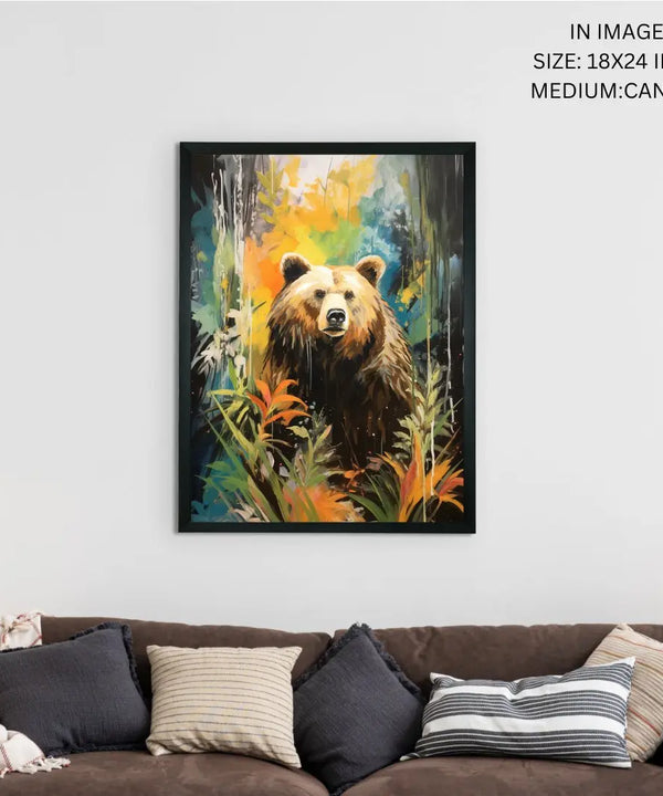Sowpeace Harmony: Find Your Handcrafted Abstract Bear – Premium Indian-Inspired Canvas Art for Elegant Home Decor — image 5