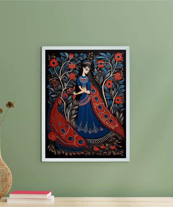 Sowpeace Radiance: Handcrafted Women & the Peacock Spirit – Premium Indian-Inspired Canvas Print for Elegant Decor — main view