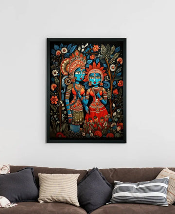 Sowpeace Serenity: Handcrafted Krishna & Radha's Bliss – Premium Indian-Inspired Canvas Wall Print for Spiritual Home Decor — alternate view