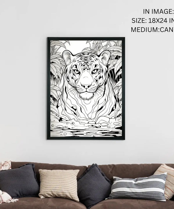 Stripes of Serenity: Sowpeace Handcrafted Tiger Wall Art – Premium Indian-Inspired Canvas Print for Elegant Home Decor — image 5