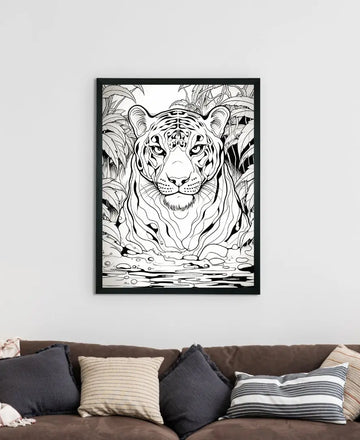 Stripes of Serenity: Sowpeace Handcrafted Tiger Wall Art – Premium Indian-Inspired Canvas Print for Elegant Home Decor — alternate view