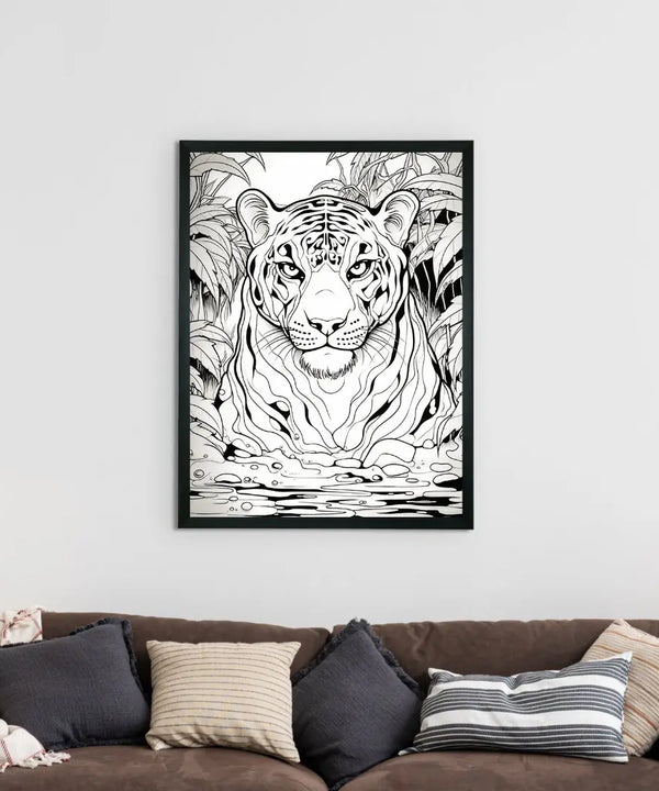 Stripes of Serenity: Sowpeace Handcrafted Tiger Wall Art – Premium Indian-Inspired Canvas Print for Elegant Home Decor — image 2