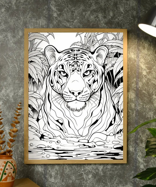 Stripes of Serenity: Sowpeace Handcrafted Tiger Wall Art – Premium Indian-Inspired Canvas Print for Elegant Home Decor — image 4