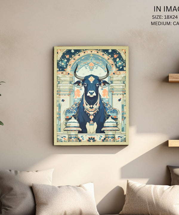 Sowpeace's Handcrafted Pichwai Cow Art with Hindu Mythology – Premium Indian-Inspired Canvas Wall Print for Traditional Home Decor — image 5