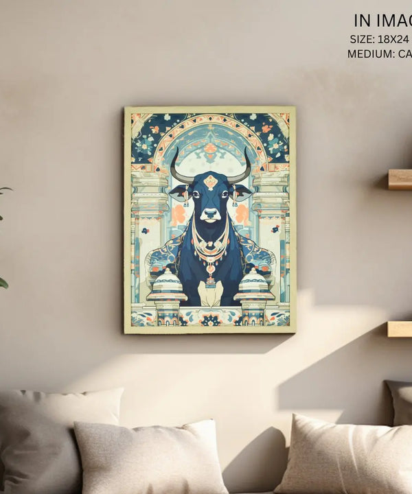Sowpeace's Handcrafted Pichwai Cow Art with Hindu Mythology – Premium Indian-Inspired Canvas Wall Print for Traditional Home Decor — image 5