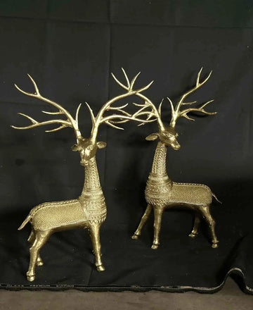 Unique Brass Dhokra Deer Pair Decor — alternate view