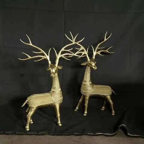 Unique Brass Dhokra Deer Pair Decor