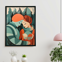 Winter Whispers: Premium Modern Couple Canvas Print by Sowpeace – Handcrafted Indian-Inspired Art for Elegant Winter Home Decor - Additional View