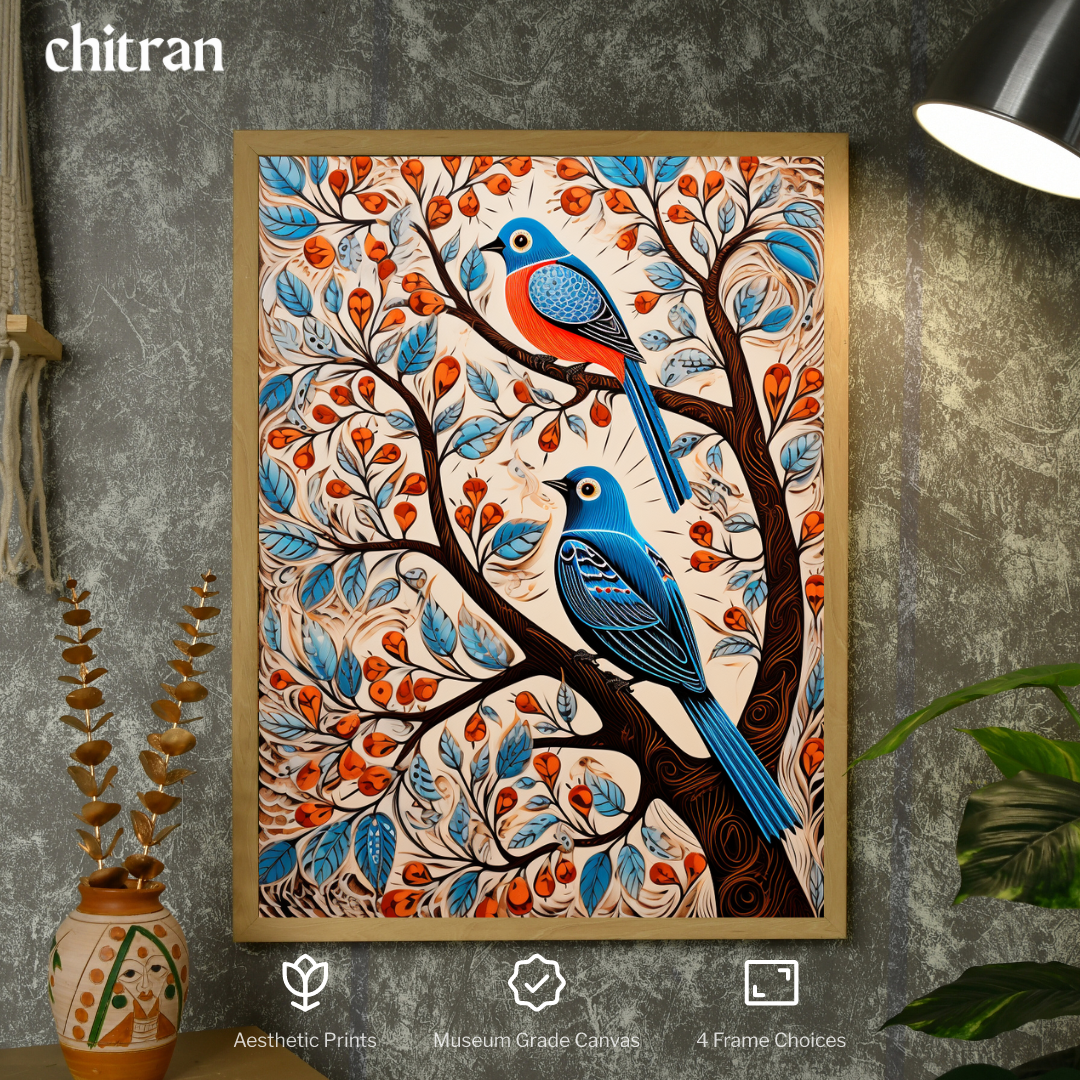 Unwind with Nature's Dance: Sowpeace Handcrafted Wall Prints – Premium Indian-Inspired Art for Elegant and Peaceful Decor