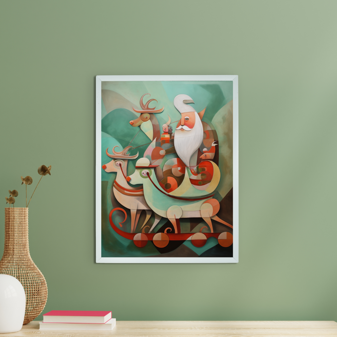 Reindeer Flight: Premium Abstract Wall Art by Sowpeace – Handcrafted Indian-Inspired Canvas for Festive and Elegant Home Interiors