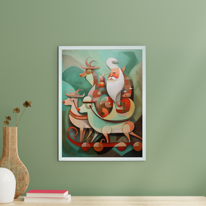 Santa with  Reindeer Canvas Wall Art Decor