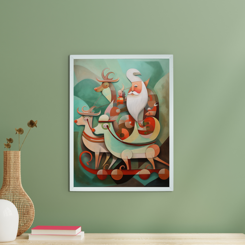 Reindeer Flight: Premium Abstract Wall Art by Sowpeace – Handcrafted Indian-Inspired Canvas for Festive and Elegant Home Interiors – view 1
