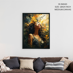 Sowpeace Serenity: Handcrafted Sunlit Forest with Radiant Girl – Premium Canvas Art for Elegant Home Decoration