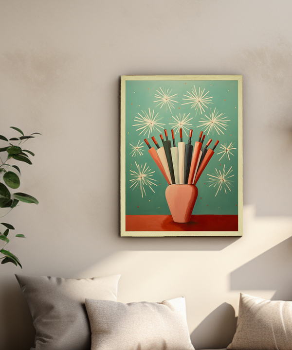 Sowpeace: Winter Festive Joy Abstracted Canvas – Premium Indian-Inspired Wall Art for Elegant Holiday Interiors — image 4