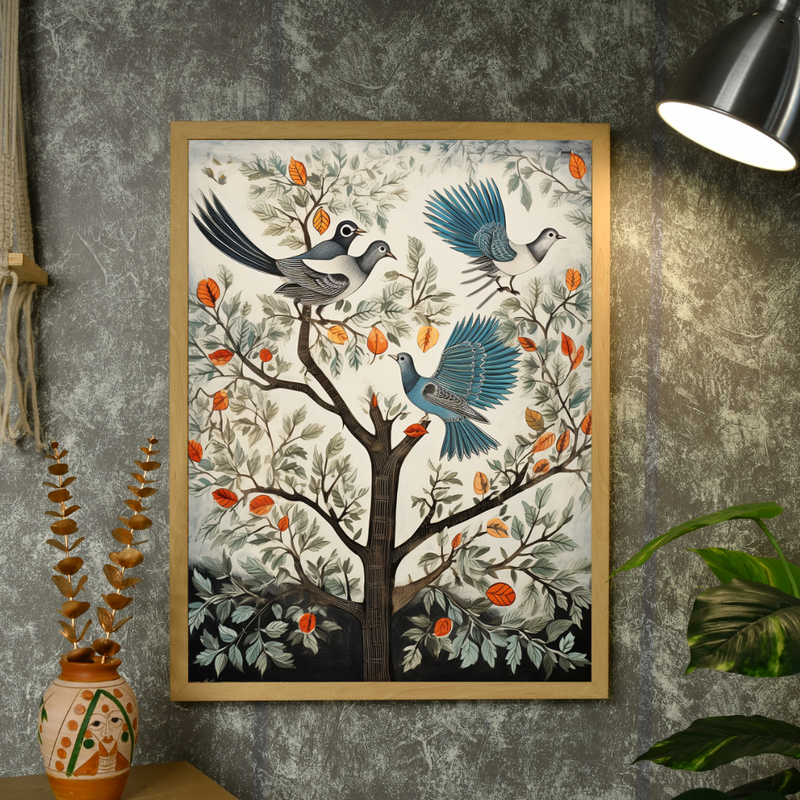 Four Feather Fantasies: Sowpeace Handcrafted Canvas Prints – Premium Indian-Inspired Art for Elegant and Artistic Interiors – view 4