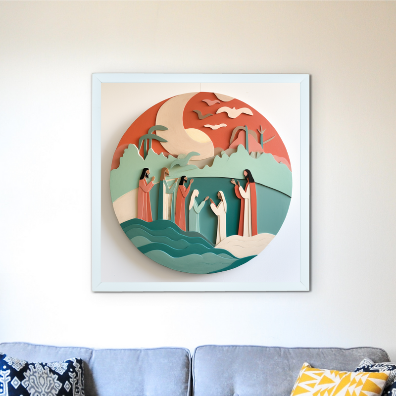 Jesus & Disciples: Sowpeace Premium Abstract Peace Canvas – Handcrafted Indian-Inspired Wall Art for Elegant Faithful Decor – view 1