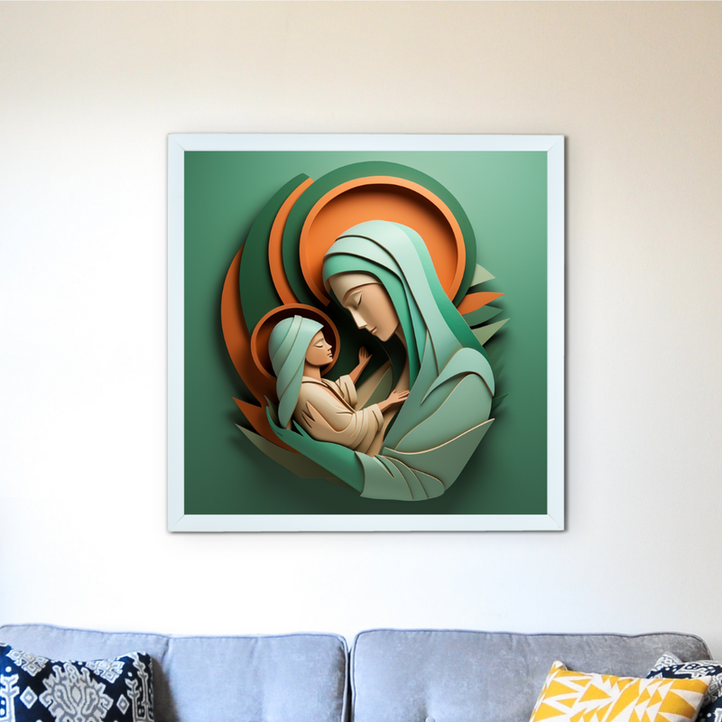 Sacred Bond: Sowpeace's Handcrafted Mother & Child Canvas – Premium Indian-Inspired Art for Elegant Home and Family Decor – view 1
