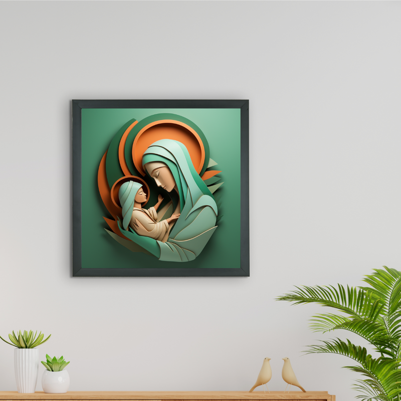 Sacred Bond: Sowpeace's Handcrafted Mother & Child Canvas – Premium Indian-Inspired Art for Elegant Home and Family Decor – view 2