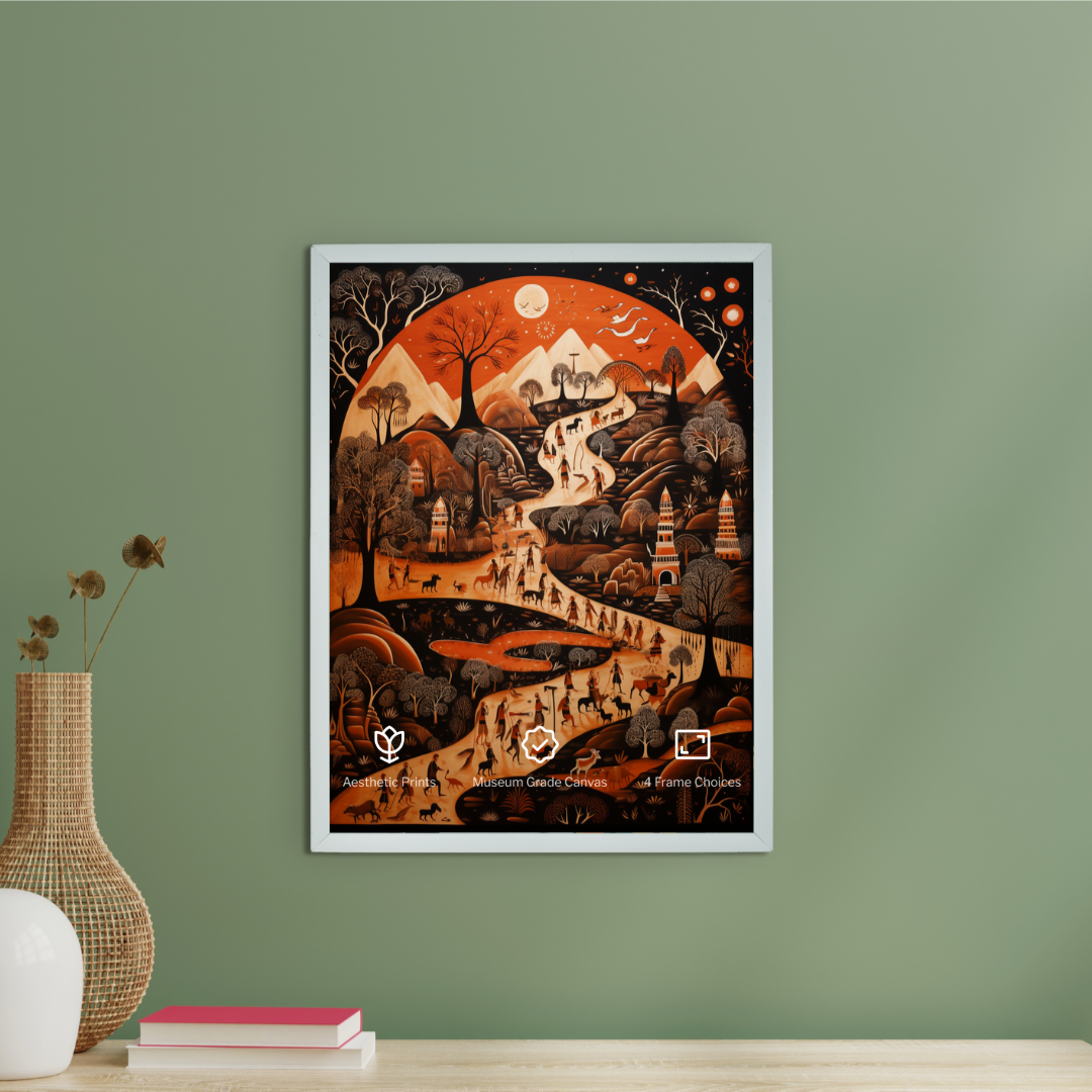 Sowpeace Sunsets: Handcrafted Peaceful Mountain Wall Art – Premium Indian-Inspired Canvas Print for Elegant Home Interiors