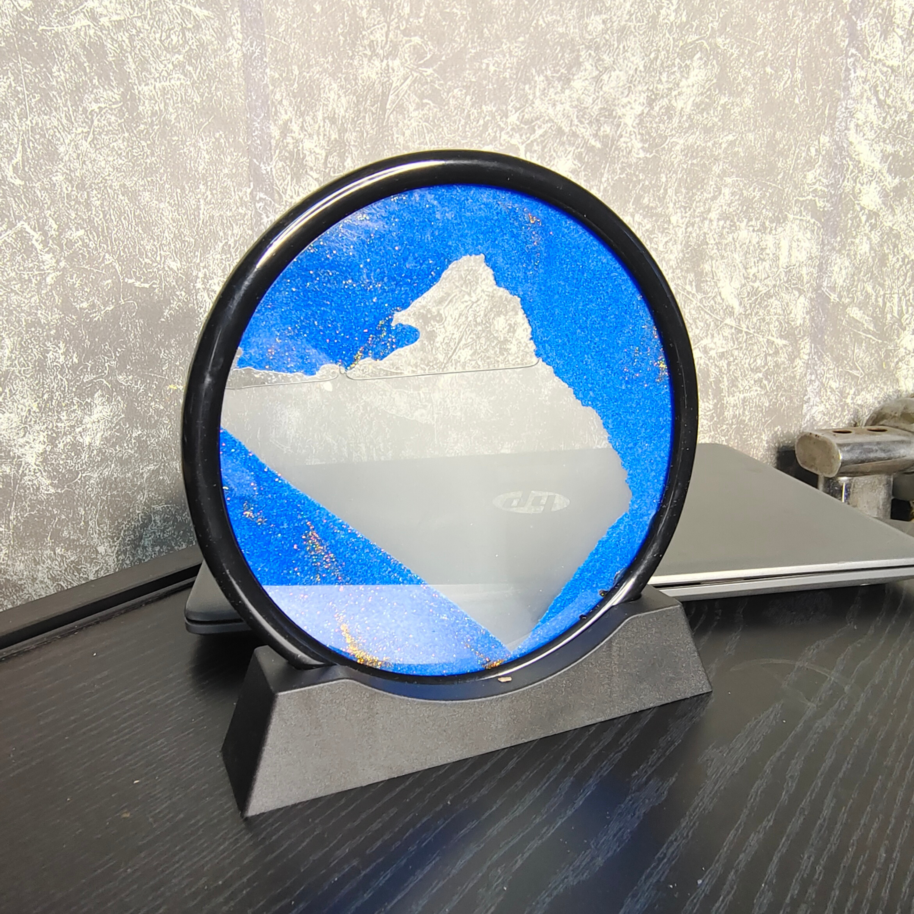 Sowpeace Circular Glass Sand Art | Elegant Moving Sand Sculpture for Modern Home Décor & Gifting