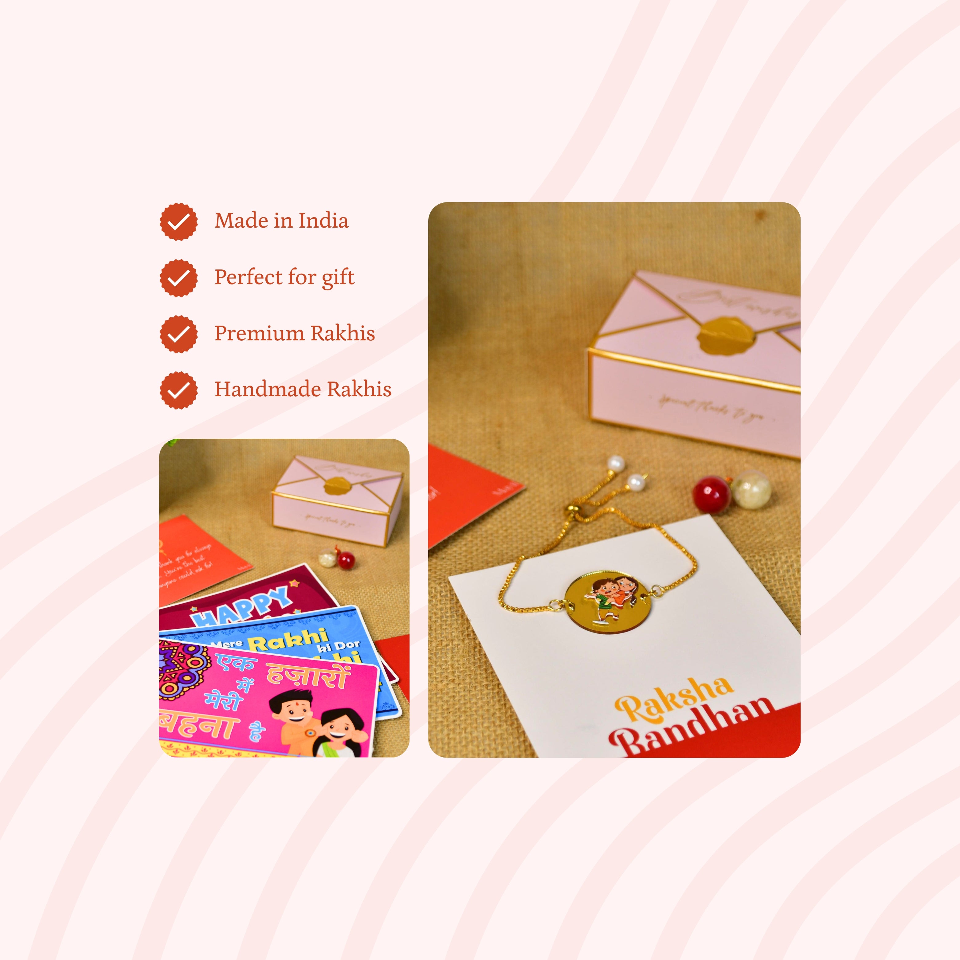 Sowpeace Exquisite Bhai Behen Rakhi Pack of 1 with Roli Chawal and Greeting card combo for Raksha Bandhan and Gifting