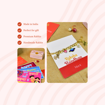 Sowpeace Exquisite Metal Abstract Rakhi Pack of 1 with Roli Chawal and Greeting card combo for Raksha Bandhan and Gifting