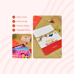 Sowpeace Exquisite Metal Abstract Rakhi Pack of 1 with Roli Chawal and Greeting card combo for Raksha Bandhan and Gifting - Additional View