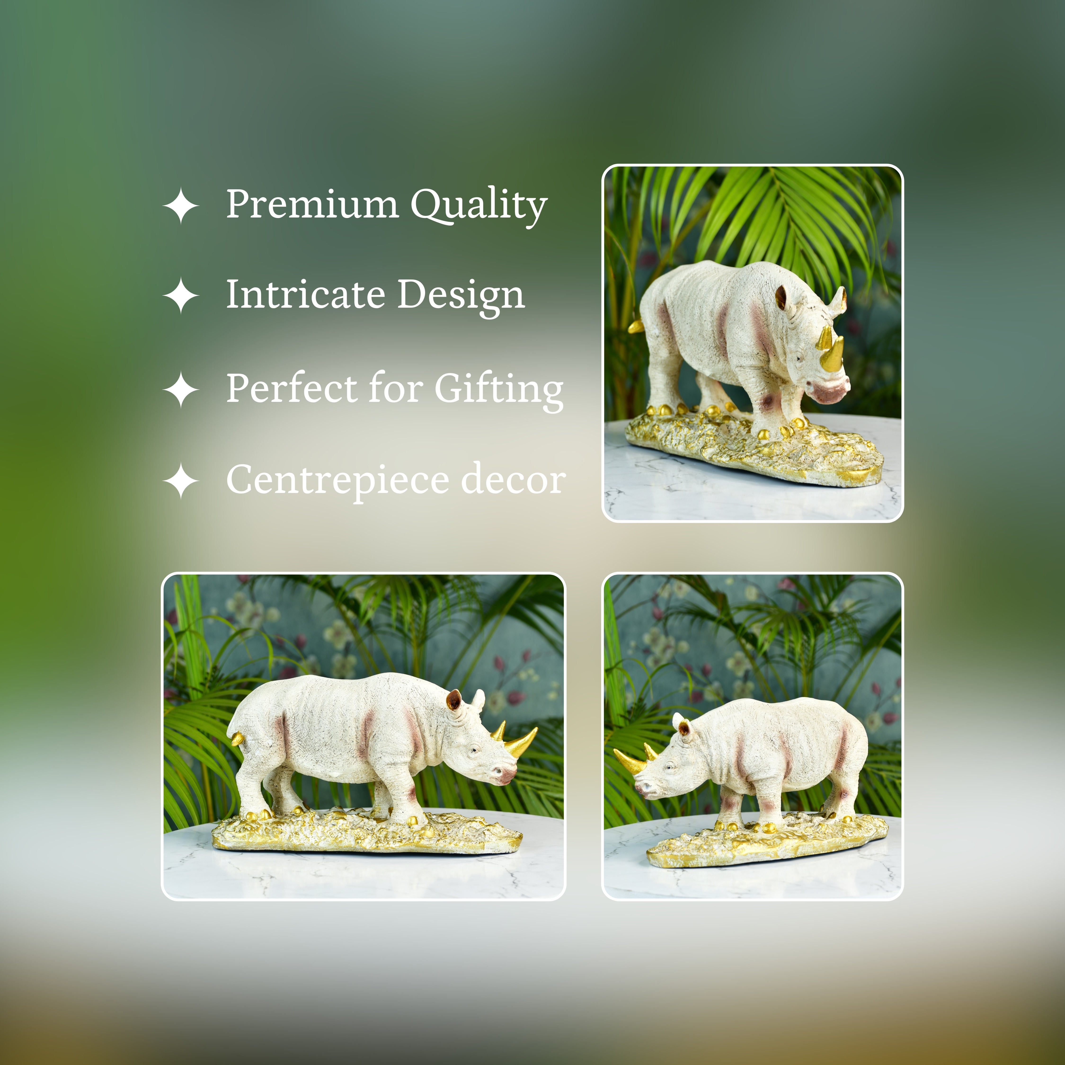 Sowpeace Resin White Rhino Decor