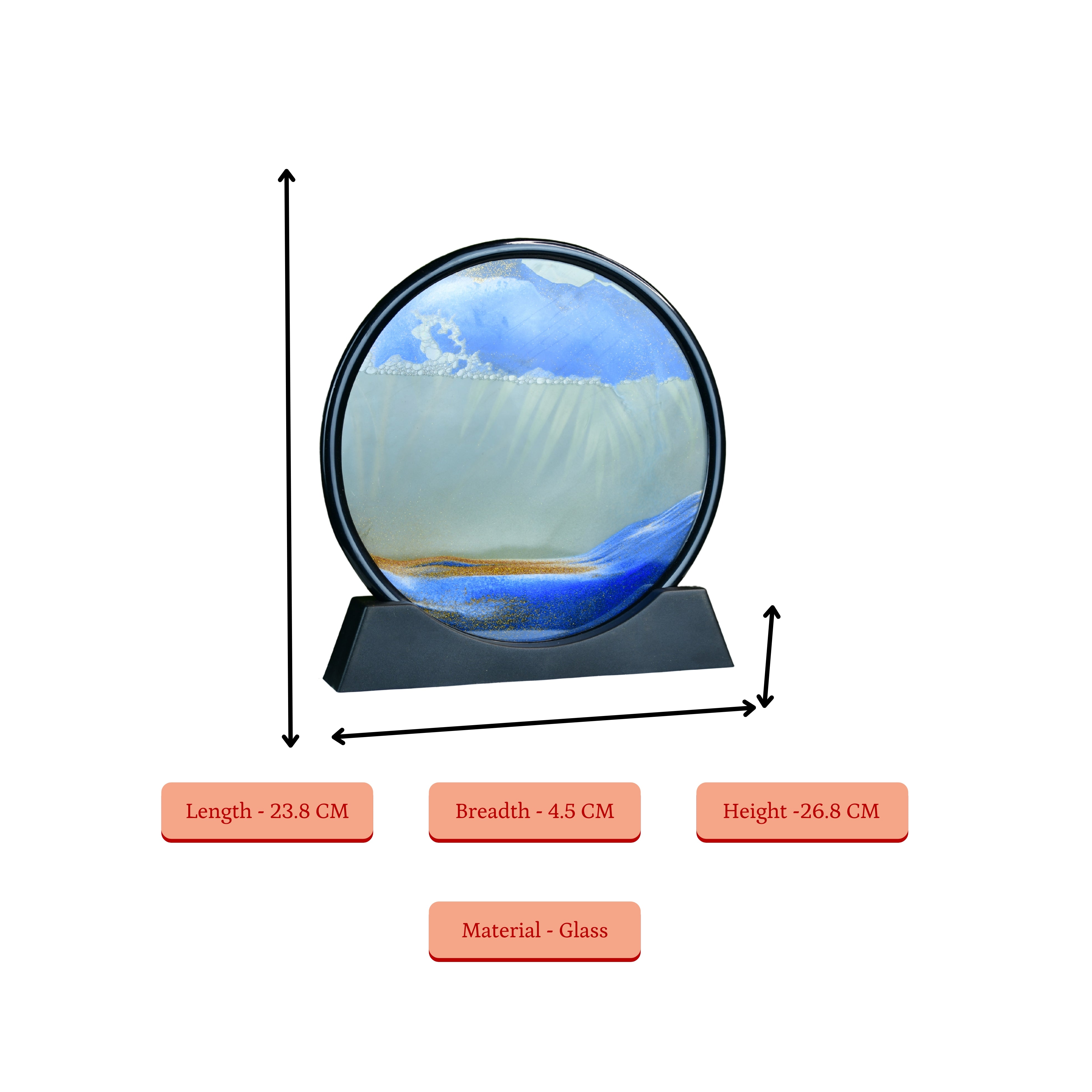 Sowpeace Circular Glass Sand Art – Elegant Moving Sand Sculpture for Trendy Home Decor & Gifts