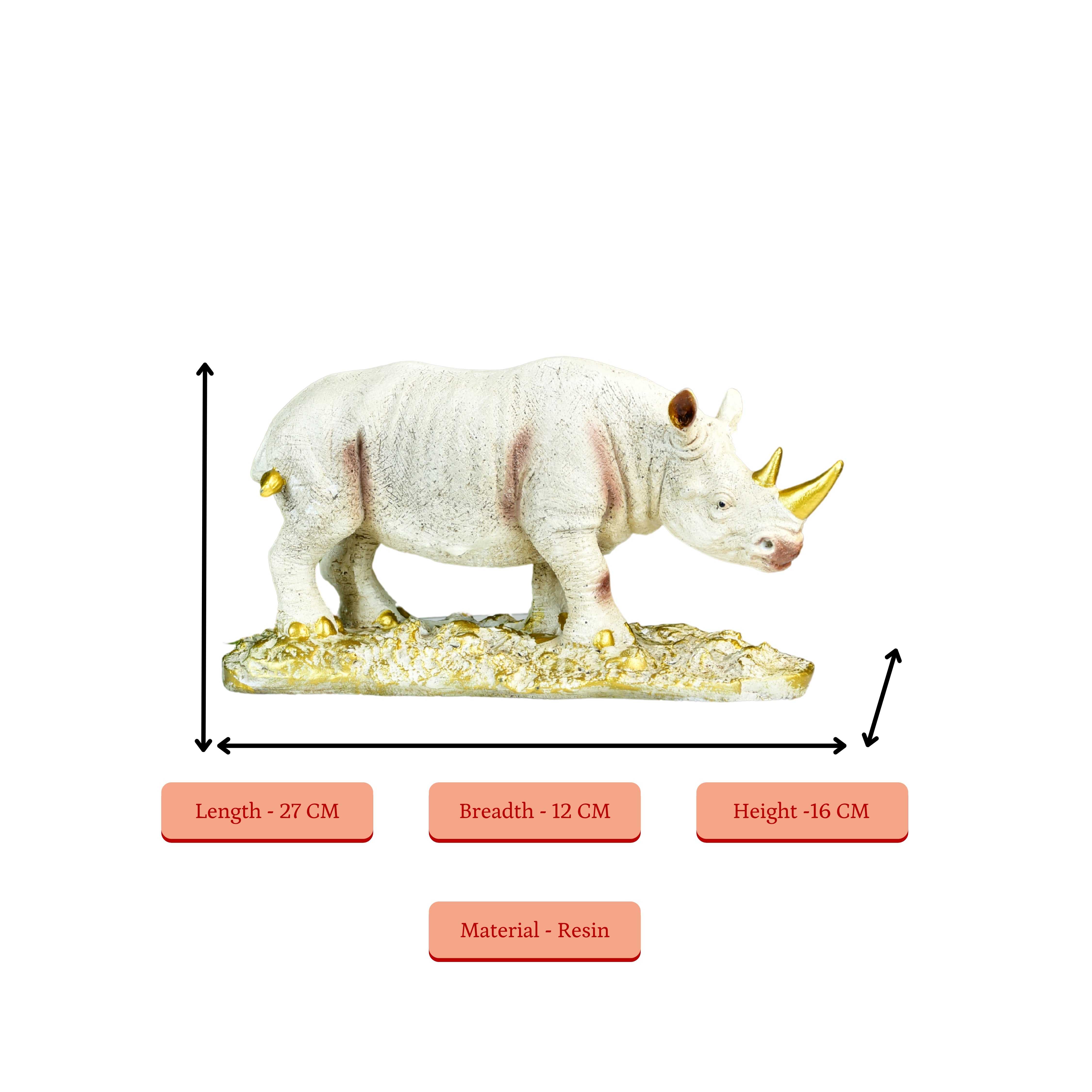 Sowpeace Resin White Rhino Decor