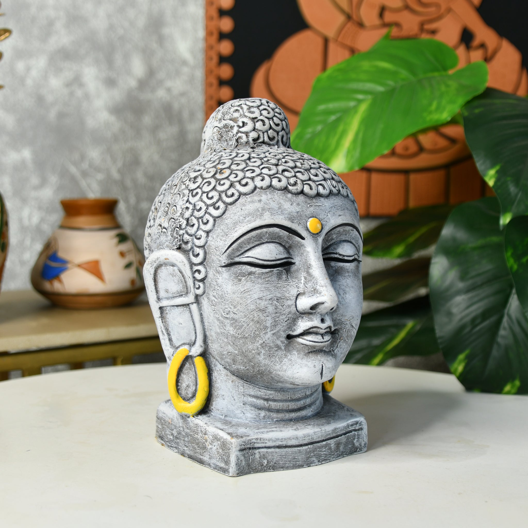 Sowpeace Large Terracotta Buddha Head: Artisan Tabletop Decor