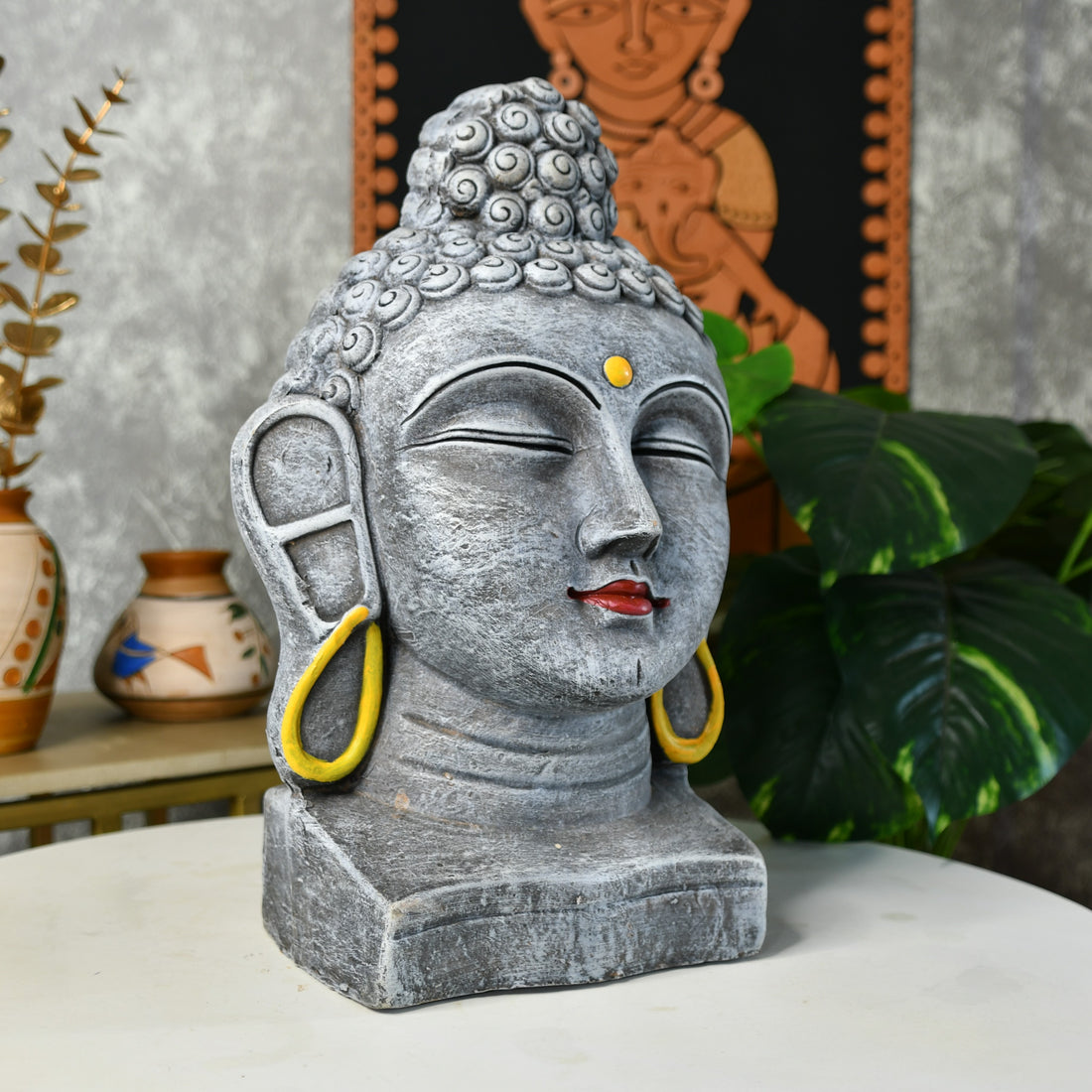 Sowpeace Large Terracotta Buddha Head: Artisan Tabletop Decor - terracotta tabletop - Sowpeace - Buddha - God Idols