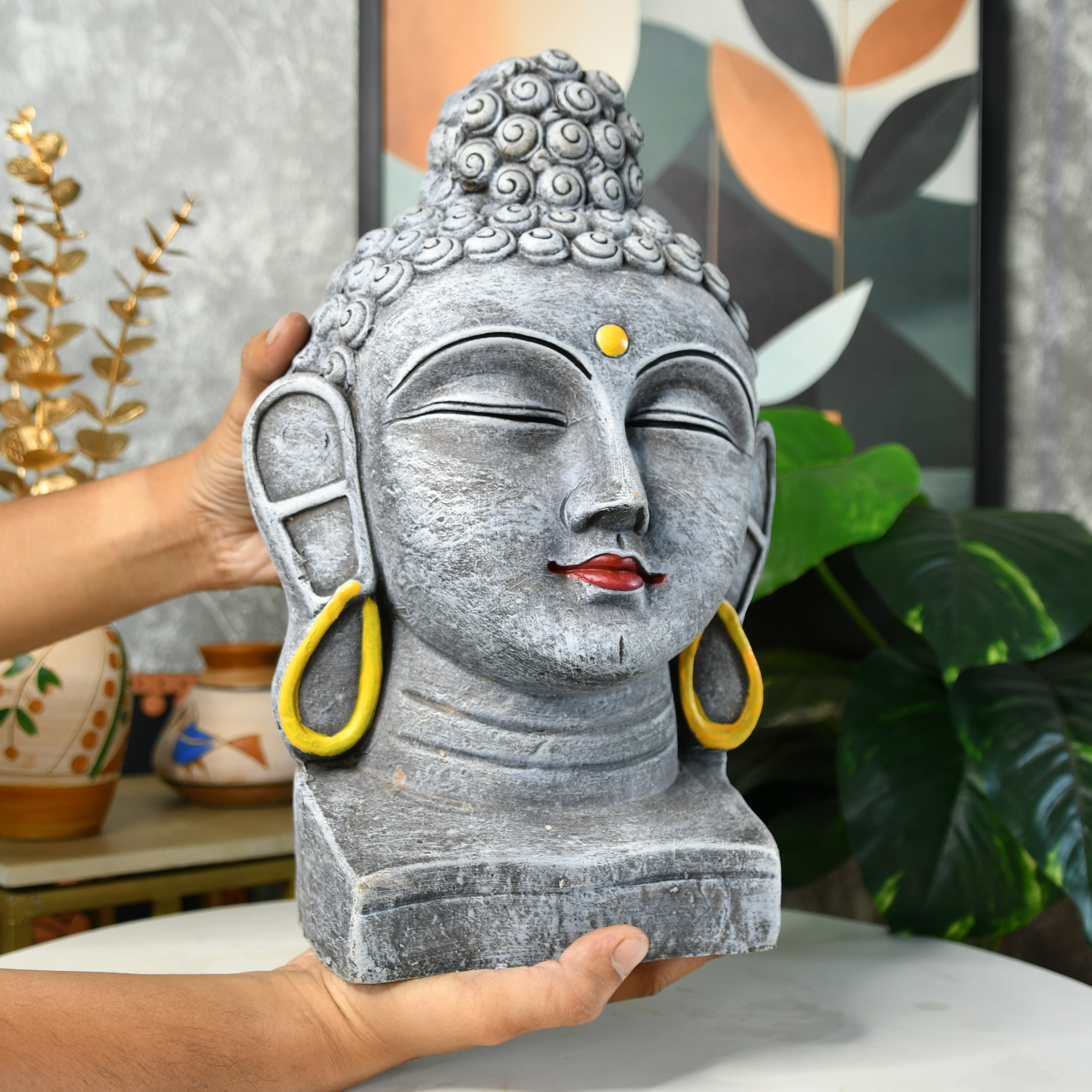 Sowpeace Large Terracotta Buddha Head: Artisan Tabletop Decor