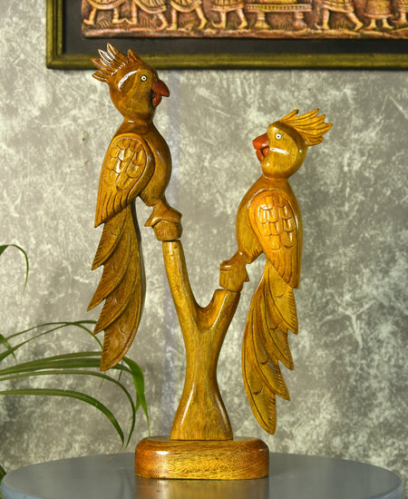 Sowpeace Hand Carved Wooden Parrot Set