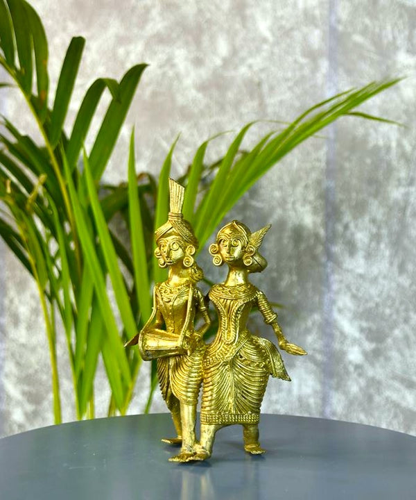 Dhokra Tribal Couple with Dhol Tabletop Decor — image 6