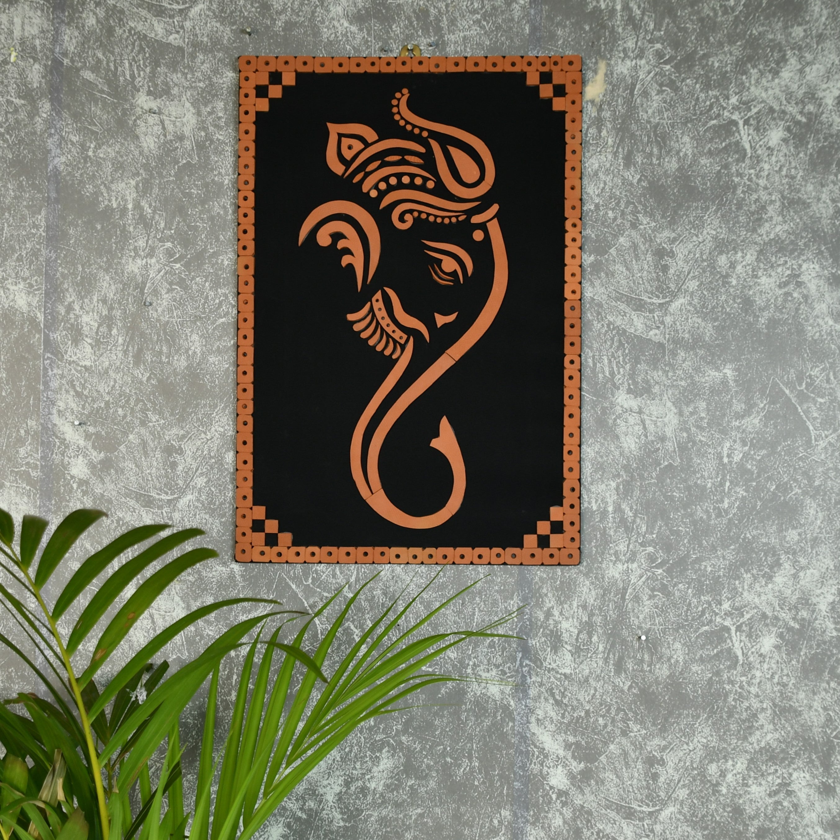 Handcrafted Abstract terracotta Ganesh Wall Art: Unique Home Decor