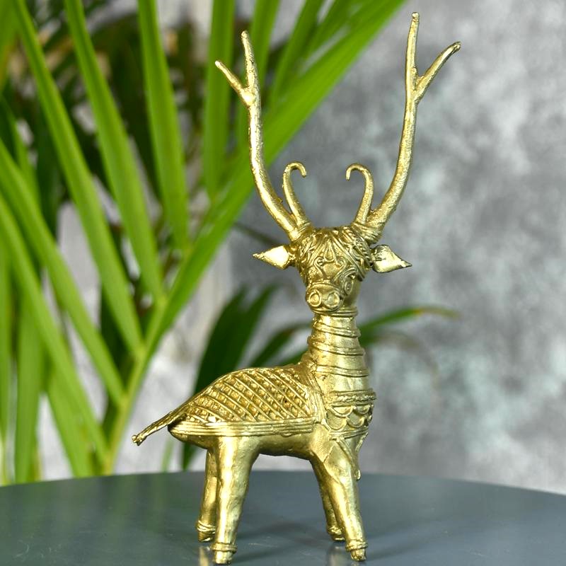 Dhokra Deer Brass Tabletop