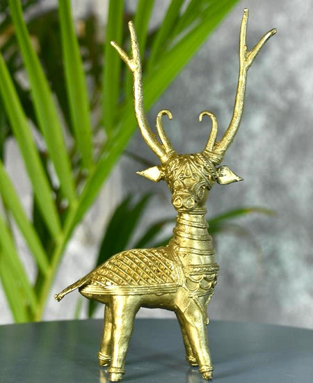 Dhokra Deer Brass Tabletop