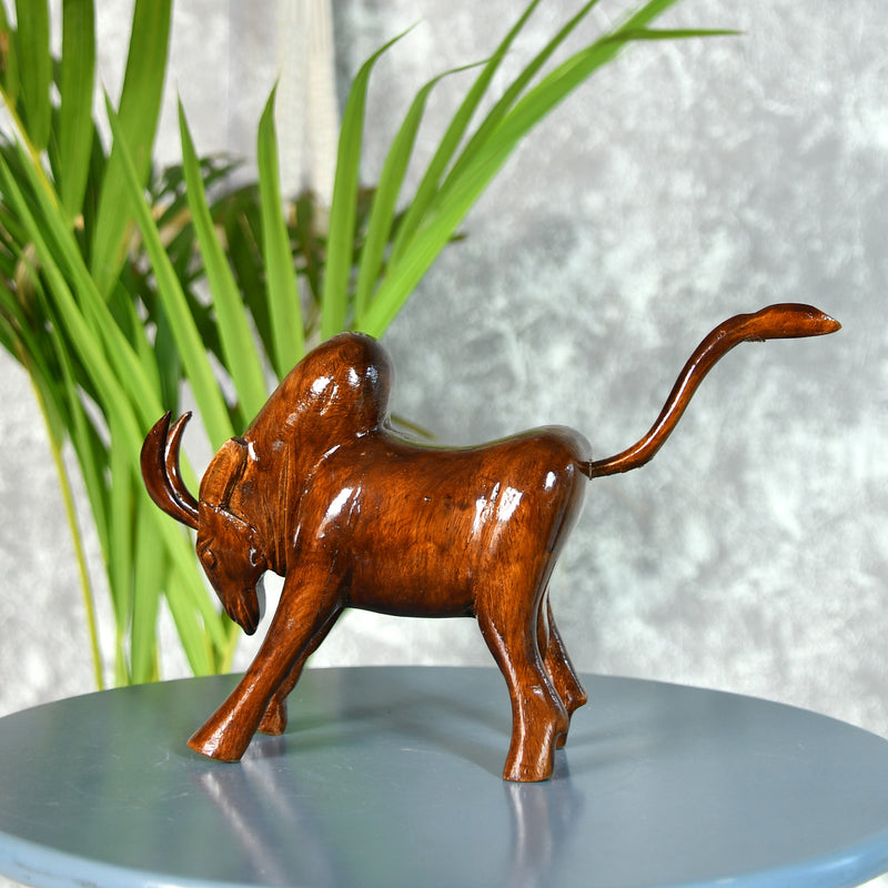 Sowpeace Handcarved wooden large bull: Artisan Home Decor – view 1