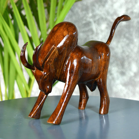 Sowpeace Handcarved wooden large bull: Artisan Home Decor - Additional View