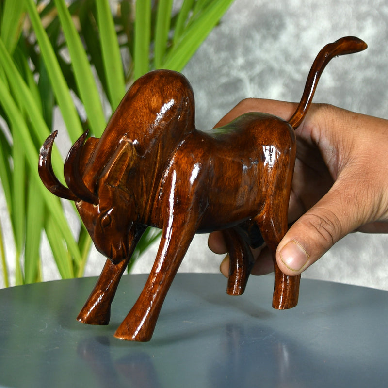 Sowpeace Handcarved wooden large bull: Artisan Home Decor – view 6