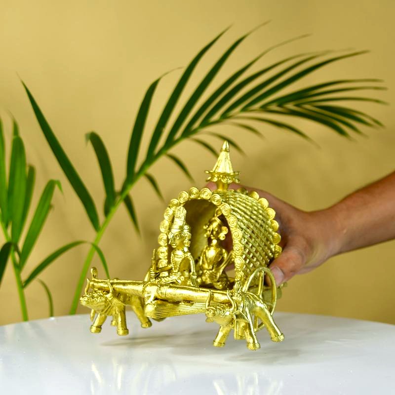 Dhokra art Brass Decor Cow Cart