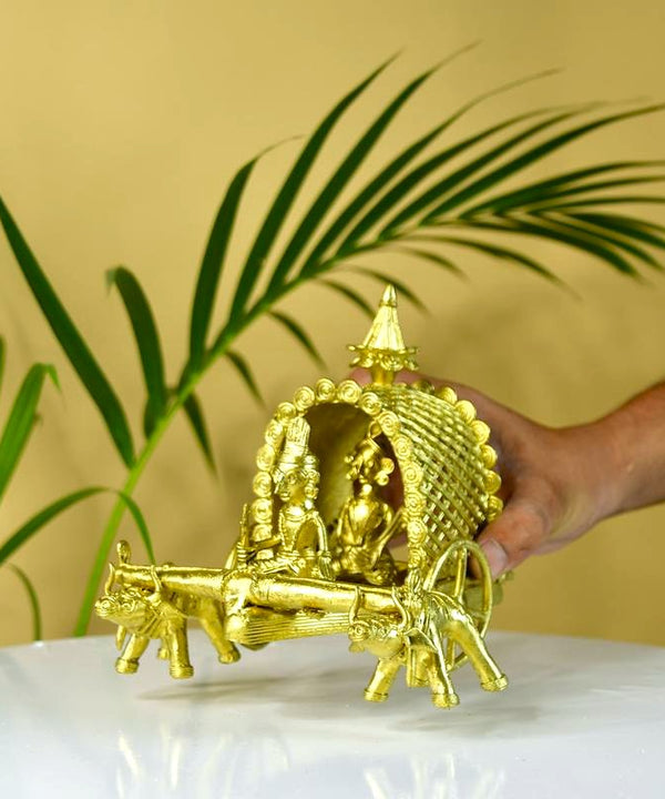 Dhokra art Brass Decor Cow Cart — image 5