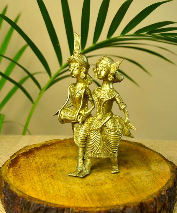 Dhokra Tribal Couple with Dhol Tabletop Decor — image 5