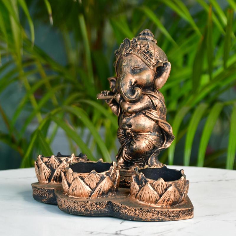 Ganesh Resin Candle Holder by Sowpeace - Artisan Home Decor & Showpiece – view 2