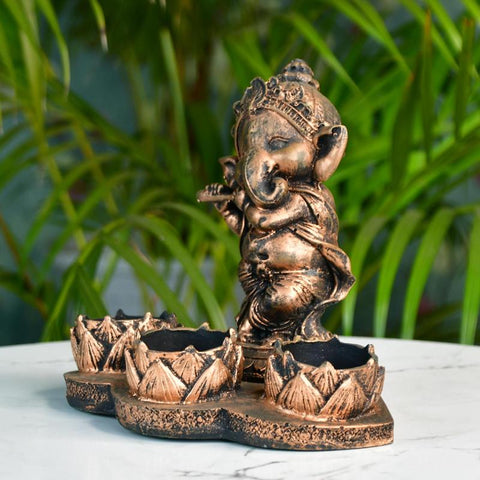 Ganesh Resin Candle Holder by Sowpeace - Artisan Home Decor & Showpiece - Additional View