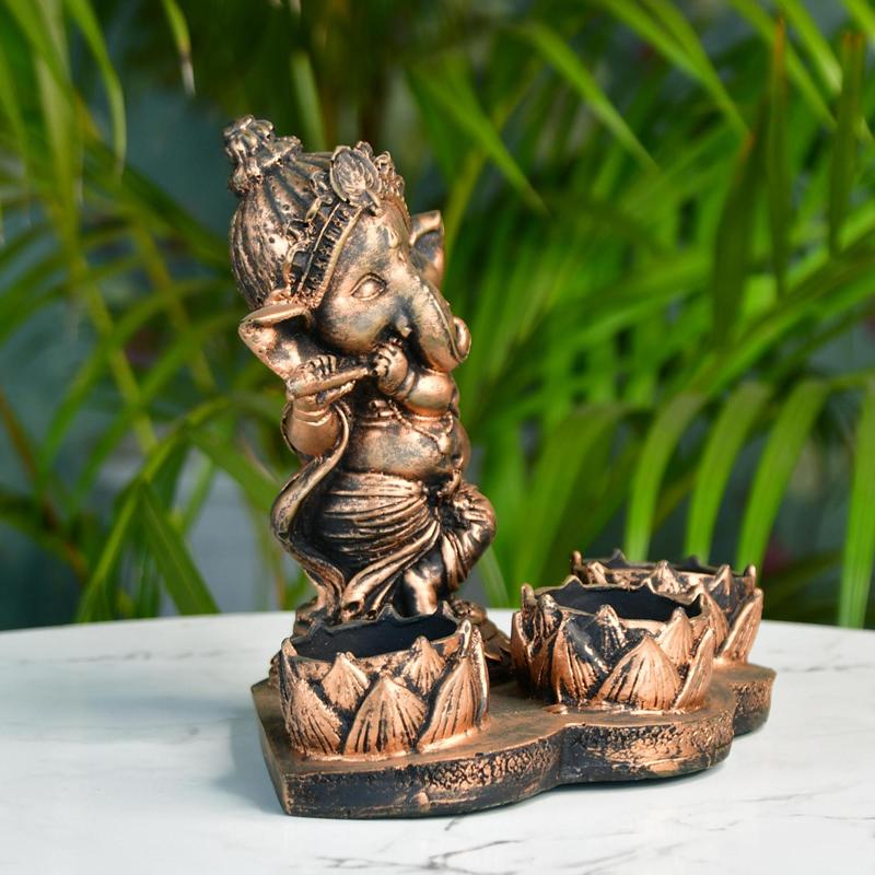 Ganesh Resin Candle Holder by Sowpeace - Artisan Home Decor & Showpiece – view 5